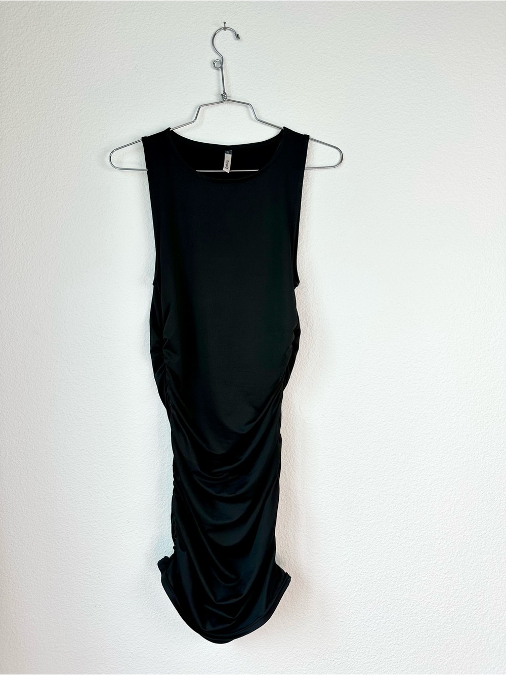 Sybilla Black Ruched Side Mini Dress Stretch Poly Blend Party Holiday Cocktail S
